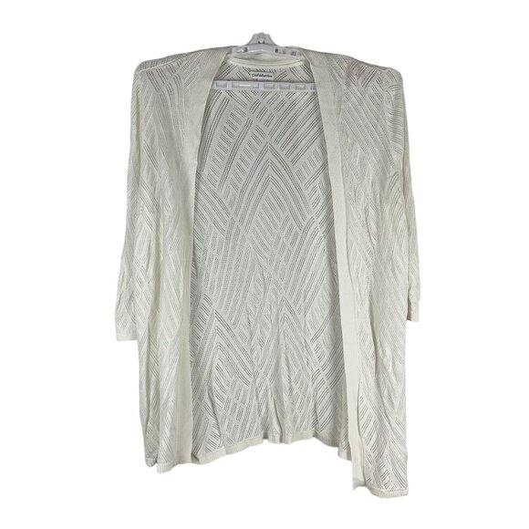 Croft and Barrow Womens Open Front Cardigan 1X White Textured Knit - Picture 1 of 6